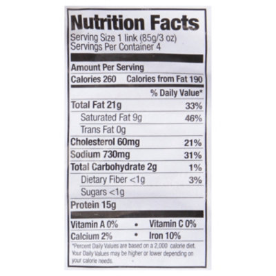 Holmes Smokehouse Beef Sausage Links 12 Oz - 12 OZ - Image 4