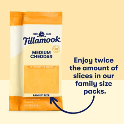 Tillamook Medium Cheddar Farm Style Thick Slices Cheese 16 Oz - 16 OZ - Image 3