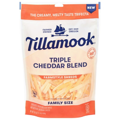 Tillamook Shredded Thick Triple Cheddar Cheese 16 Oz - 16 OZ - Image 1