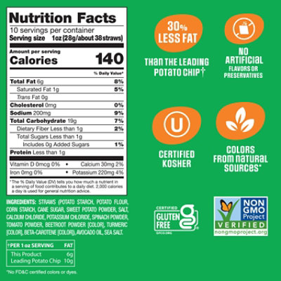 Garden Veggie Straws Avocado Oil Sea Salt 10oz - 10 OZ - Image 2