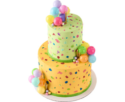 Overjoyed Confetti Tile Two Tiered Cake - Image 1