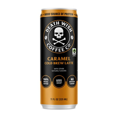 Death Wish Coffee Co. Caramel Cold Brew Latte 100% Colombian Cold Brew Fair Trade Coffee - 11 FZ