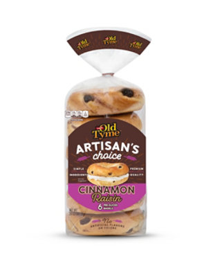 Old Tyme Artisans Choice Cinnamon Raisin Bagels - 20 OZ - Image 1