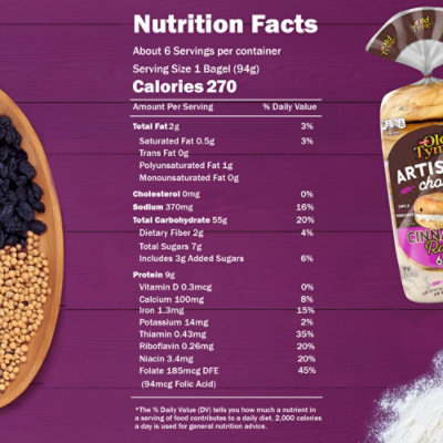 Old Tyme Artisans Choice Cinnamon Raisin Bagels - 20 OZ - Image 3