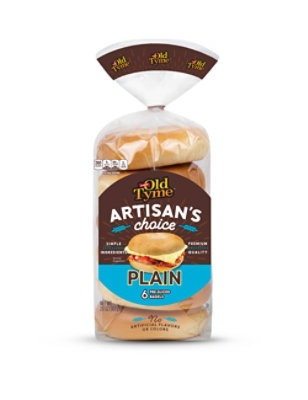 Old Tyme Artisans Choice Plain Bagels - 20 OZ - Image 1