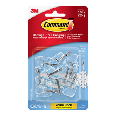 Command Clear Small Wire Hooks 9 Hooks 16 Strips - EA - Image 1