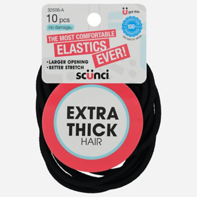 Conair Mm Elastic Extra Thick Hair Black - 10 PK - Image 1