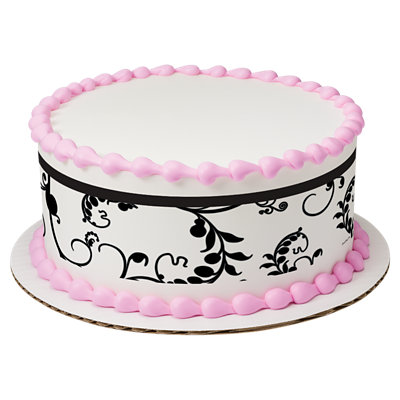 Black Scroll Strip Photo Cake - Image 1