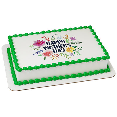 Happy Mother's Day Floral Image Photo Cake - Image 1