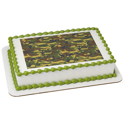 Green Camo Sheet Image Photo Cake - Image 1