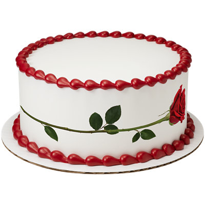 Stemmed Rose Strip Photo Cake - Image 1