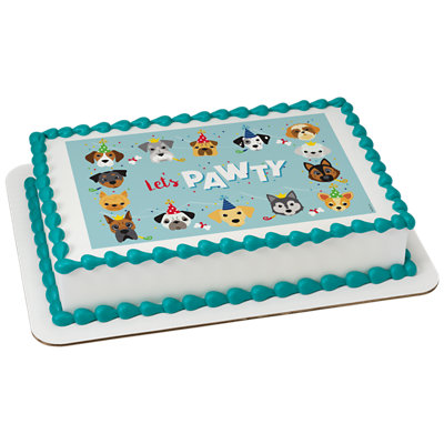 Let's Pawty Image Photo Cake - Image 1