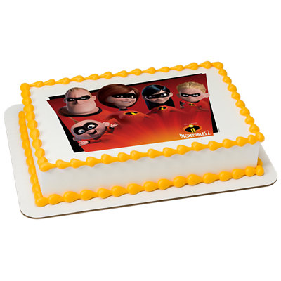 Disney and Pixar's Incredibles 2 Favorite Super Hero Family Image Photo Cake - Image 1