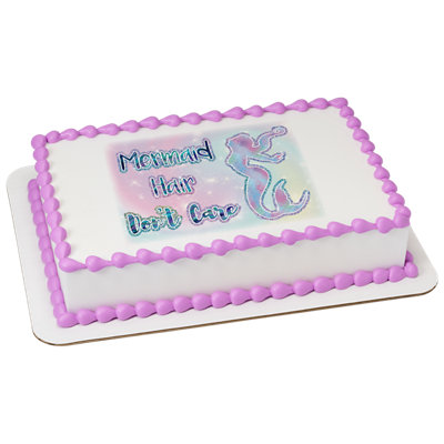 Mermaid Hair Don't Care Image Photo Cake - Image 1