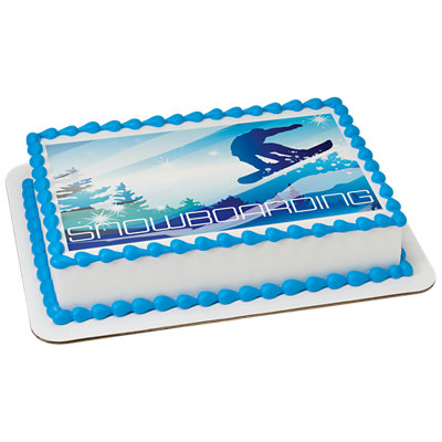 Snowboarding Image Photo Cake - Image 1