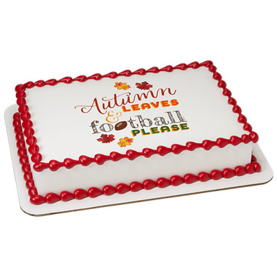 Autumn Leaves & Football Please Image Photo Cake - Image 1