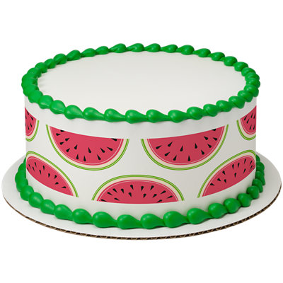 Tropical Watermelon Strip Photo Cake - Image 1