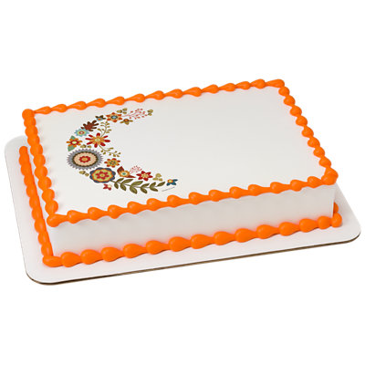 Autumn Flowers Image Photo Cake - Image 1