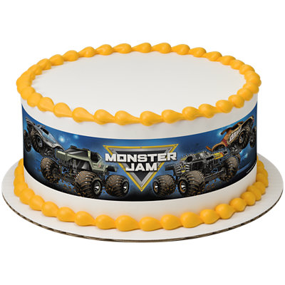 Monster Jam Built To Crush Strip Photo Cake - Image 1