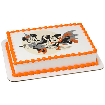Mickey & Minnie Happy Halloween Image Photo Cake - Image 1