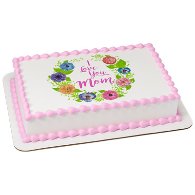 I Love You Mom Image Photo Cake - Image 1