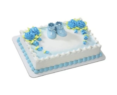 Baby Booties Blue Sheet Cake - Image 1
