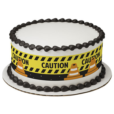 Caution Tape With Cones Strip Photo Cake - Image 1