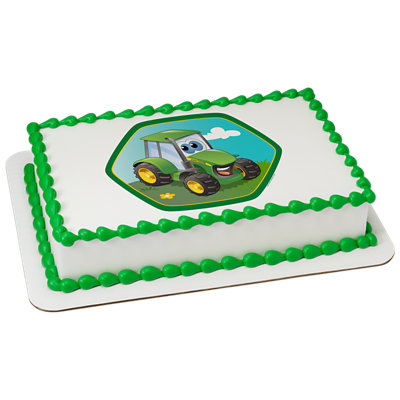 John Deere Johnny Tractor Image Photo Cake - Image 1