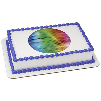 Neon Disco Round Image Photo Cake - Image 1
