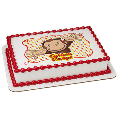 Curious George Let's Celebrate Image Photo Cake - Image 1