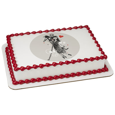 Disney Tim Burton's Nightmare Before Christmas Love Image Photo Cake - Image 1