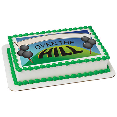 Over The Hill Banner Image Photo Cake - Image 1