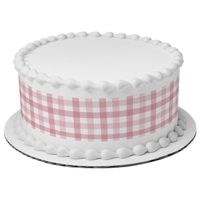 Pink Gingham Strip Photo Cake - Image 1