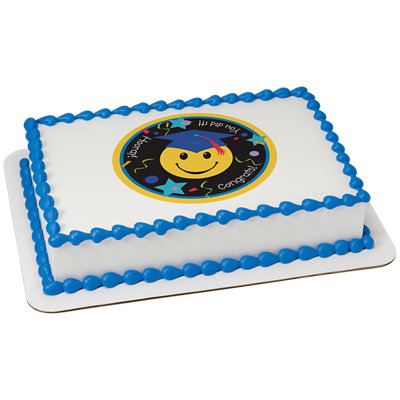 Grad Smiley Face Image Photo Cake - Image 1