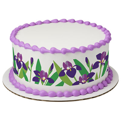 Blooming Iris Strip Photo Cake - Image 1