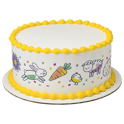 Hoppy Easter Doodle Bunny Strip Photo Cake - Image 1