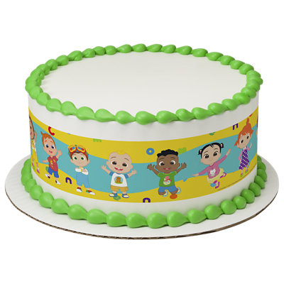 Cocomelon Come On Let's Play Strip Photo Cake - Image 1