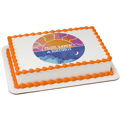Peace Love & Birthday Image Photo Cake - Image 1