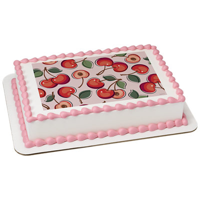 Cherry Pattern Sheet Image Photo Cake - Image 1