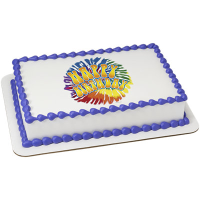 Tie Dye Birthday Image Photo Cake - Image 1
