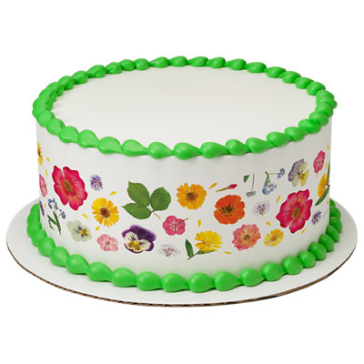 Bright Pressed Flowers Strip Photo Cake - Image 1
