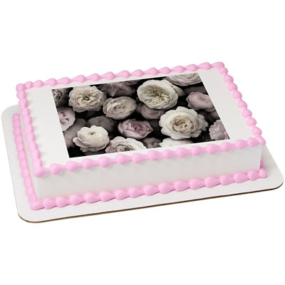 Black And White Flora Sheet Image Photo Cake - Image 1