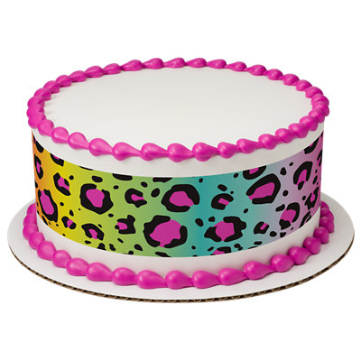 Animal Rainbow Print Strip Photo Cake - Image 1