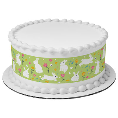 Nostalgic Easter Bunny Green Strip Photo Cake - Image 1