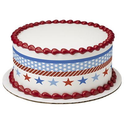 Cottagecore Stars & Strips Strip Photo Cake - Image 1