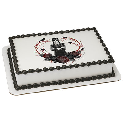 Wednesday Heart & Roses Image Photo Cake - Image 1