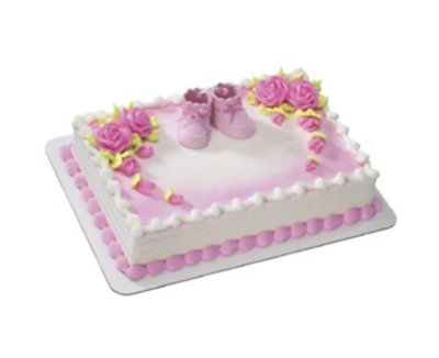 Baby Booties Pink Sheet Cake - Image 1