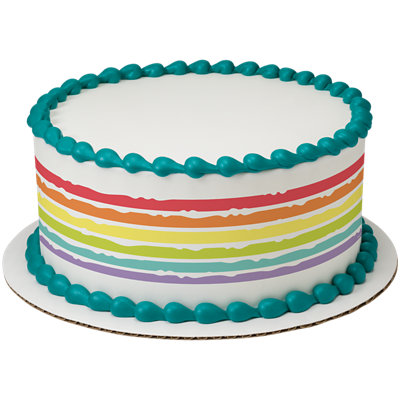 Pastel Rainbow Strip Photo Cake - Image 1