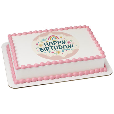 Happy Birthday Rainbow Image Photo Cake - Image 1