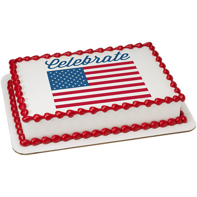 Celebrate America Flag Image Photo Cake - Image 1